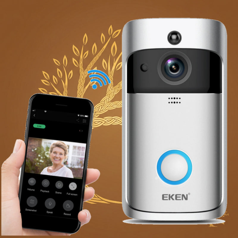 Campainha de vídeo EKEN V5 Campainha de segurança sem fio inteligente WiFi